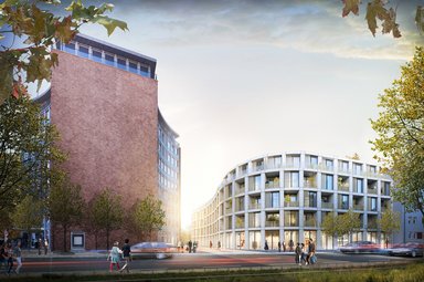 Blick von der Heinrichstraße - © Entwurf: RKW Architektur +, Visualisierung: Formtool, Anton Kolev