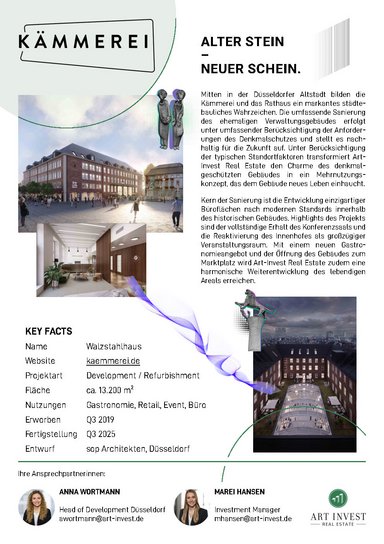 Factsheet Kämmerei - © Art-Invest Real Estate Management GmbH & Co. KG