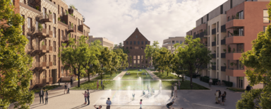 Blick von der Metzer Straße in das Quartier maxfrei. Rechts geförderte Mietwohnungen sowie Studentenwohnheim, links Eigentumswohnungen - © bloomimages/HAMBURG TEAM/Arrow